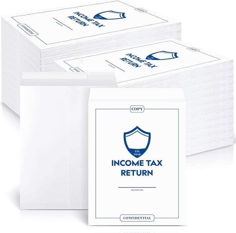 Engrowtic 200 Pcs Income Tax Return Envelope for Tax Preparers 9 x 12 Inches Open End Security Envelopes for Office Business Legal Documents Catalog Paper Mailing, White - Image 1